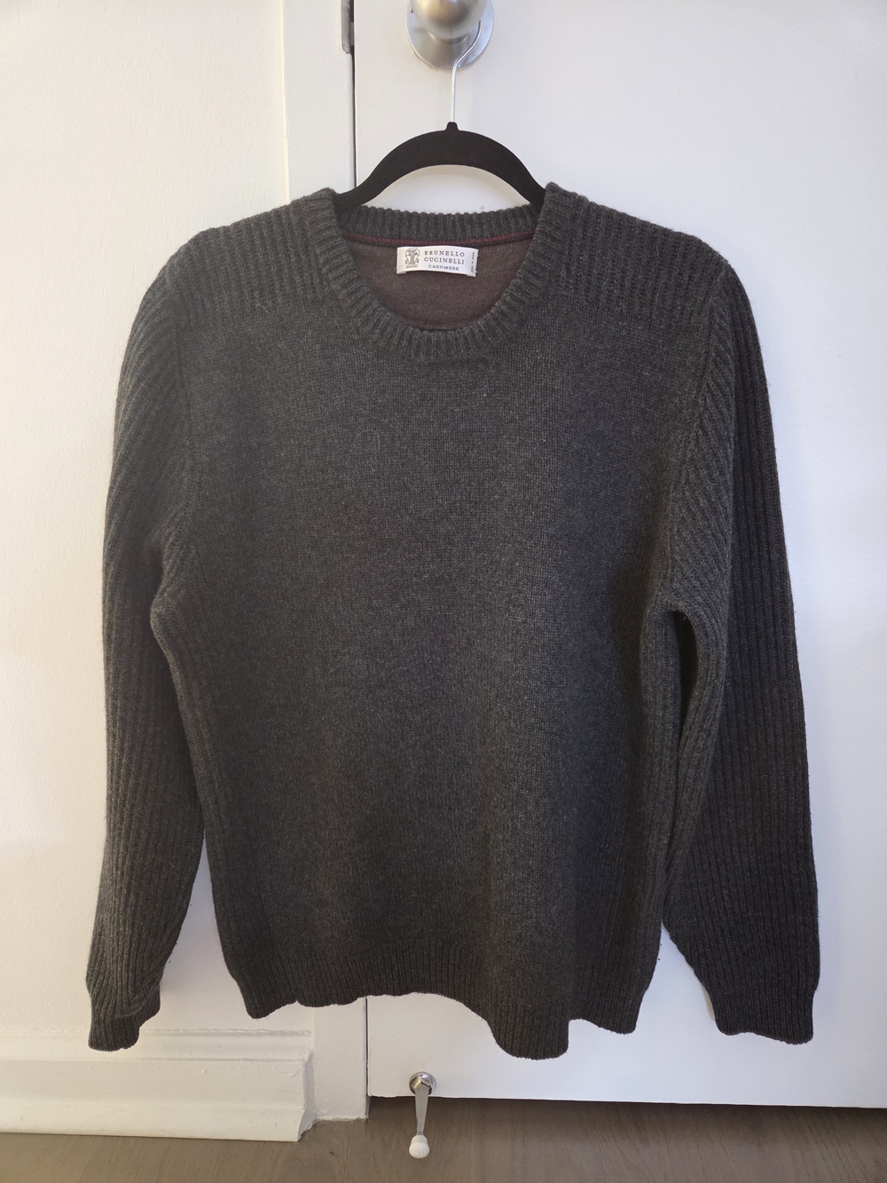 Brunello Cucinelli Charcoal Crewneck Wool Sweater